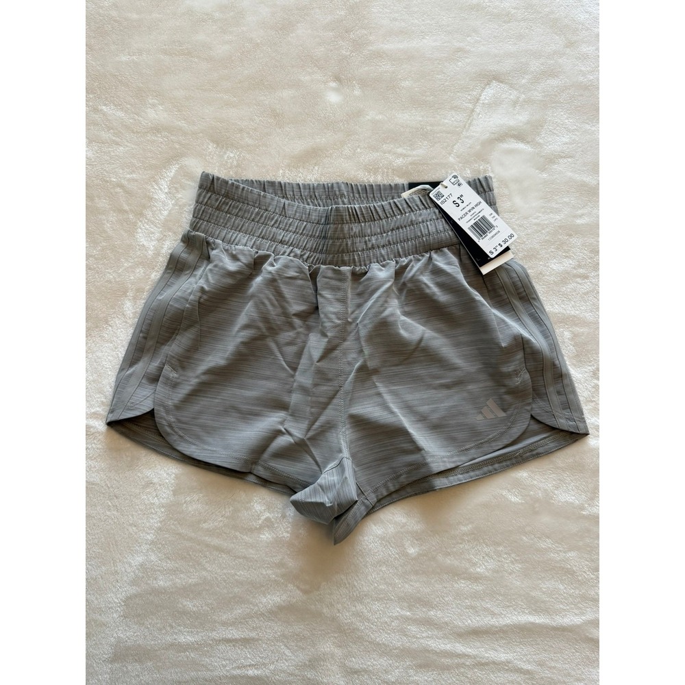 Adidas women Pacer Training 3-Stripes Woven High-Rise Shorts Small 3" NWT
